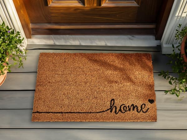 Dørmåtte Naturlig Kokosfiber med skridsikker PVC-bagside 40 x 60 cm Tekstmotiv Moderne Stil