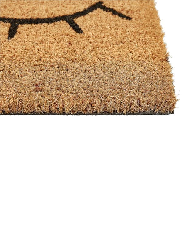 Dørmåtte Kokos Brun 40 x 60 cm Udendørs Måtte til Entre med Øjne Mønster Skomåtte med Gummibagside Skridsikker Kokosmåtte