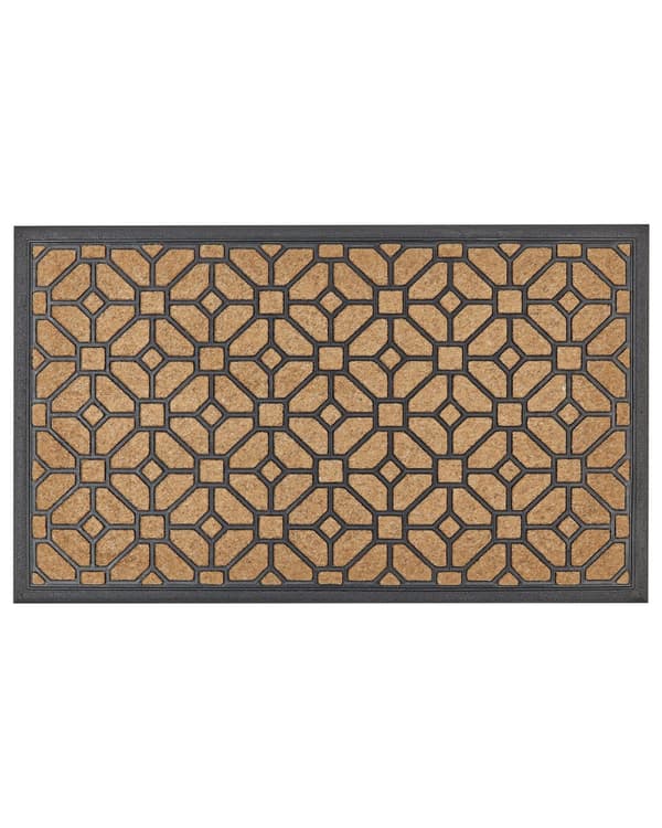 Matto luonnonväri musta 45 x 75 cm kookoskuitu kumi liukumaton geometrinen kuvio sisälle moderni