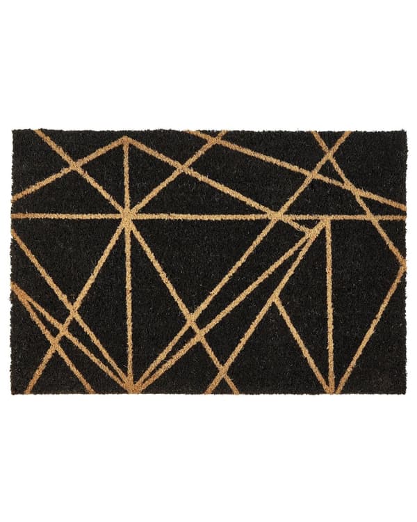 Kynnysmatto musta 40 x 60 cm kookoskuitu geometrinen kuvio liukumaton sisälle moderni