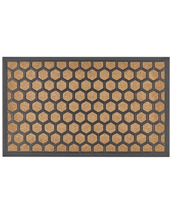 Kynnysmatto luonnonväri musta 45 x 75 cm polyesteri kumi liukumaton geometrisesti kuvioitu sisälle moderni
