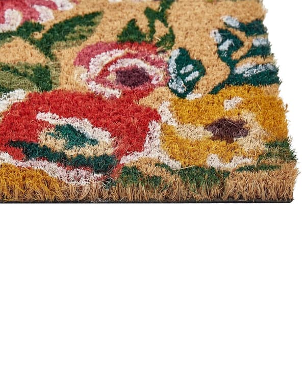 Dörrmatta Flerfärgad Natur Kokosfibrer PVC-baksida Halkskydd 40 x 60 cm Blommigt mönster Glam Modern Inomhusdekoration