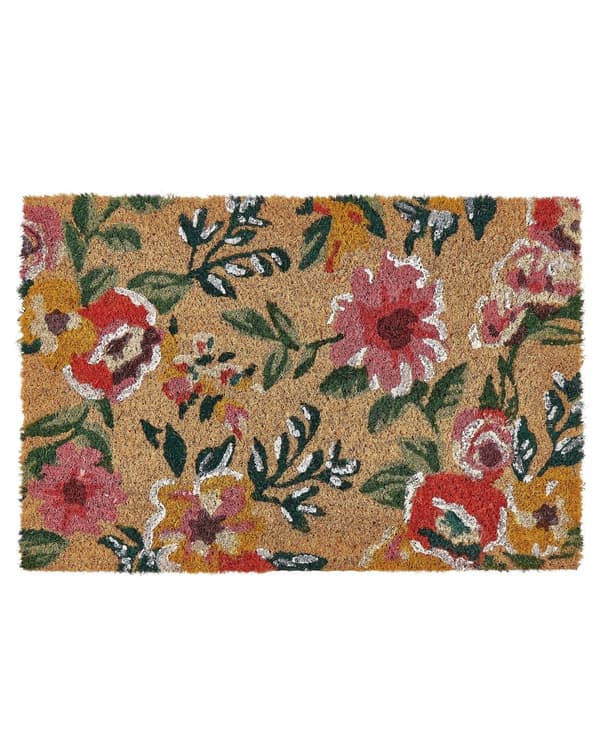 Dörrmatta Flerfärgad Natur Kokosfibrer PVC-baksida Halkskydd 40 x 60 cm Blommigt mönster Glam Modern Inomhusdekoration