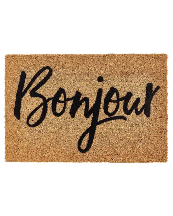 Dörrmatta Natur Kokos PVC-baksida Halkskydd 40 x 60 cm Bonjour Text Motiv Modern Inomhusdekoration