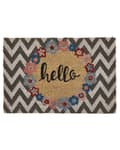 Miniatyrbild 1 av 5: Dörrmatta Flerfärgad Natur Kokos PVC-baksida Halkskydd 40 x 60 cm Välkomsttext Chevronmönster Modern Inomhusdekoration