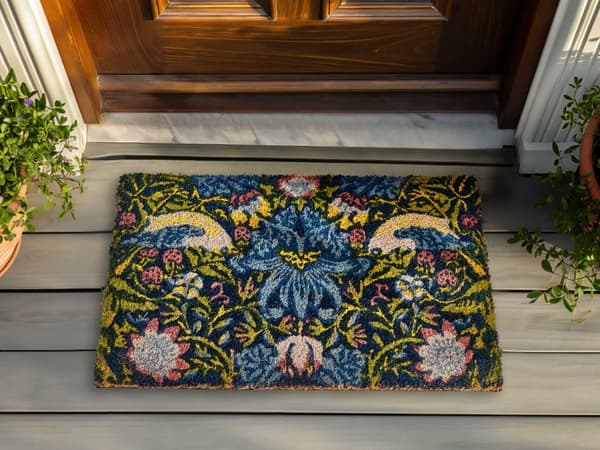 Dörrmatta Flerfärgad naturlig kokos PVC-baksida Halkskydd 40 x 60 cm Blommigt motiv Modern inomhusdekoration