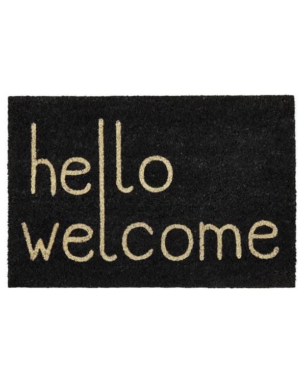 Dörrmatta Svart Natur Kokos PVC-baksida Halkskydd 40 x 60 cm Välkommen Textmotiv Modern Inomhusdekoration