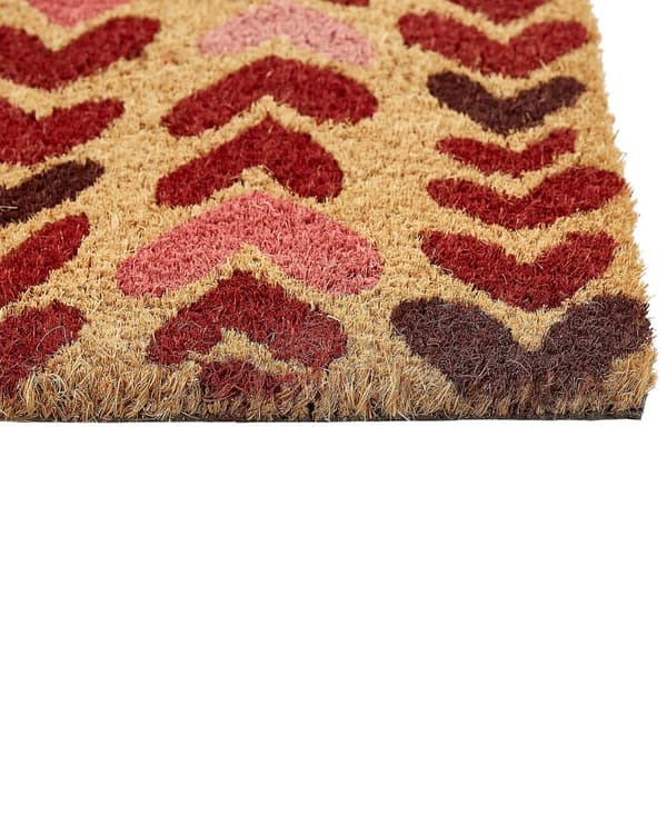 Dörrmatta Natur kokos PVC-baksida Halkskydd 40 x 60 cm Präglat hjärtmotiv Modern inomhusdekoration