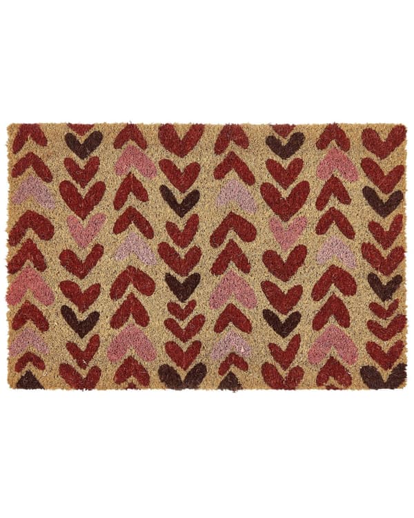 Dörrmatta Natur kokos PVC-baksida Halkskydd 40 x 60 cm Präglat hjärtmotiv Modern inomhusdekoration