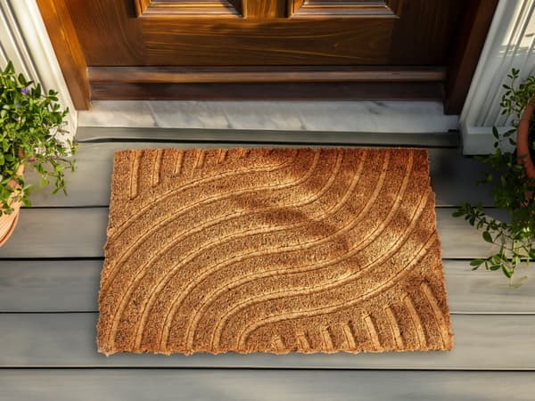 Dörrmatta Natur kokos PVC-baksida Halkskydd 40 x 60 cm Präglat geometriskt mönster Modern inomhusdekoration