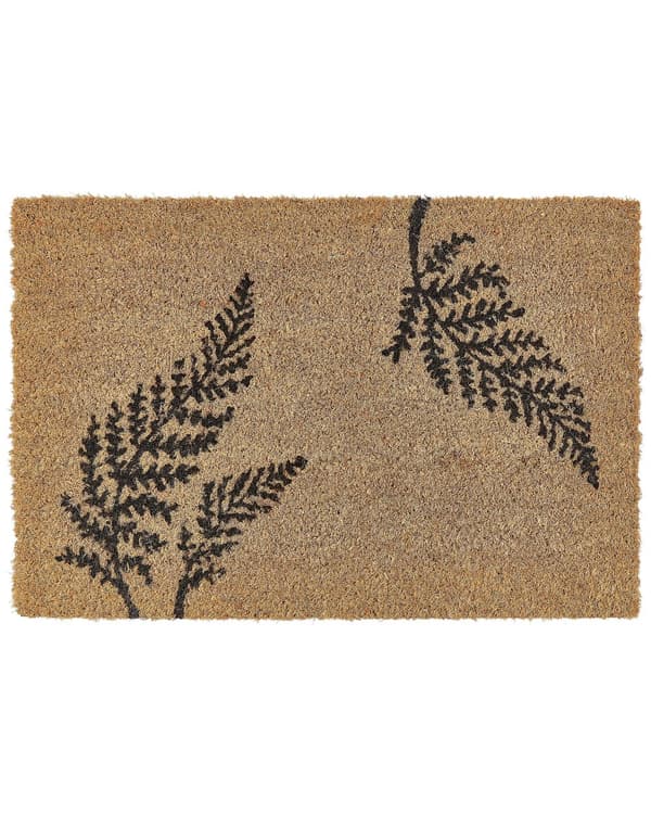 Dörrmatta Natur kokos PVC-baksida Halkskydd 40 x 60 cm Växt Ormbunke Löv Motiv Modern Inredning