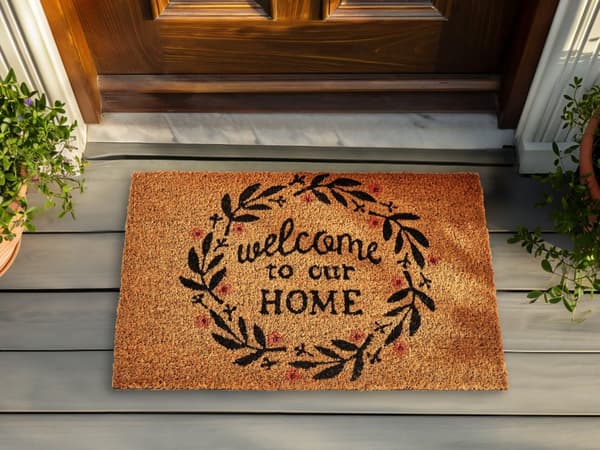 Dörrmatta Natur kokos PVC-baksida Halkskydd 40 x 60 cm Bildtext Textmotiv Modern Inomhusdekoration