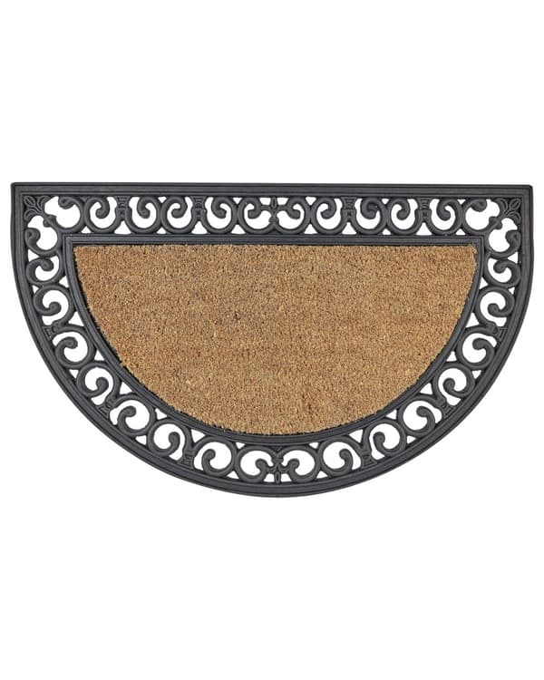 Dørmatte av Naturlig kokos med PVC-bakside Sklisikkert gummi 45 x 75 cm Halvrund Moderne innendørs dekorasjon