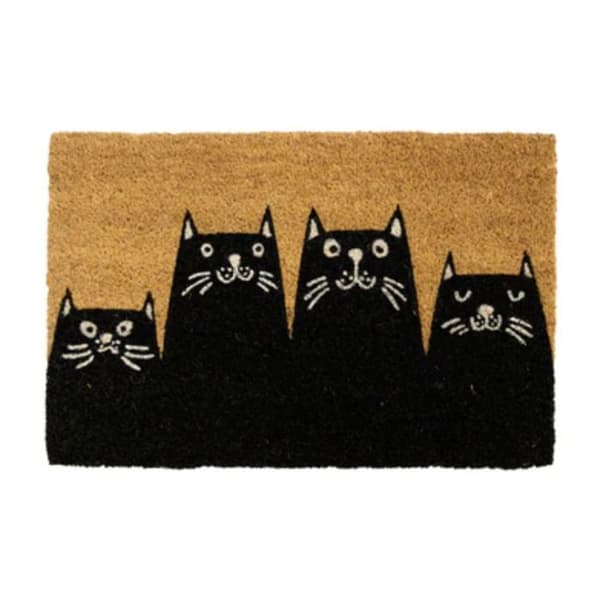 Original dörrmatta "Cats" i kokosnötskal med halkfri PVC-baksida. Mått: 70 x 40 x 1,5 cm - FISURA