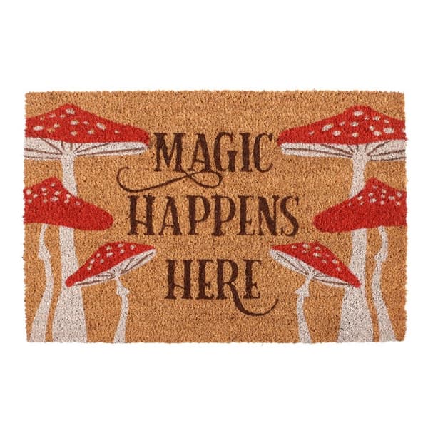 Something Different Magic Happens Here Mushroom Door Mat Natural/Brown One Size