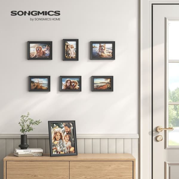 Rootz 7 delar ask svart fotoramset - Väggdekor - MDF & glas - Storlek 23 x 28 cm, 15,3 x 20,4 cm, 12,8 x 17,9 cm - Lättvikt - Fäster och krokar ingår