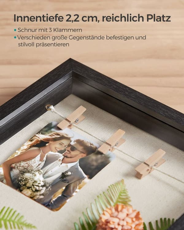 Rootz Väggmonterad fotoram - Bildram - Glasram - MDF - Invändigt djup 3,5 cm - 30,4 cm x 5,5 cm x 38 cm
