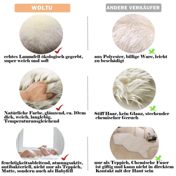 Rootz aito lampaanvillamatto - valkoinen lampaannahkainen matto - XL koko - likaa hylkivä ja kosteutta siirtävä - 90-110cm x 60cm - Ympäristöystävälli