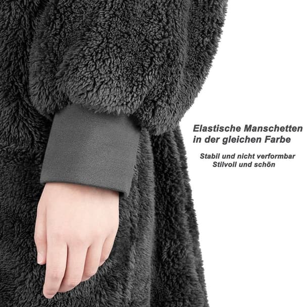 Rootz WOLTU Hættetæppe - Bærbart tæppe - Tæppetrøje - Komfortabel og høj kvalitet - 107 cm x 90 cm - Grå/Antracit