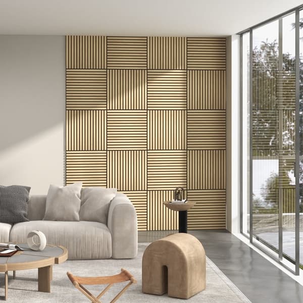 Rootz Acoustic -paneelit - Äänieristyspaneelit - Luonnonpuurakenne - Tee itse tehty säleseinä - Melunvaimennus - MDF ja PET - 60cm x 60cm x 2,1cm