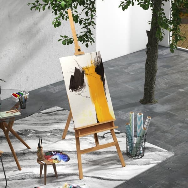 Rootz Bøgetræ staffeli - Justerbar højde - Malers staffeli - Stativ til bryllupsskilte - Stabilt stativdesign - 65 cm x 110 cm x 180-235 cm