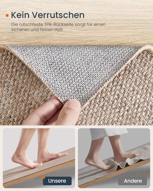 Rootz Camel Brown Jute Look Tæppe - Area Tæppe - Indendørs Tæppe - 580g/m2 Polyester - 200g/m2 Filt - 650g/m2 TPR - 80cm x 150cm