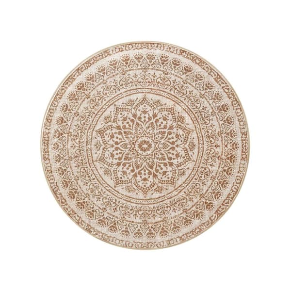 Rootz Rundt Boho Style Tæppe - Cappuccino Beige - Polyesterfilt TPR - Letvægts - 120 cm Diameter - 1,6 kg - Indendørs udendørs tæppe