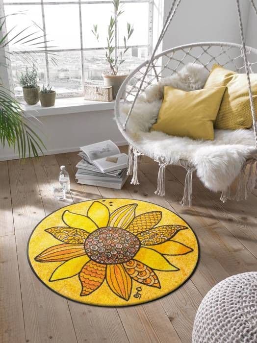 Paillasson Sonnenglück 85 x 85 cm tvättbar golvmatta wash+dry Design Special Shape