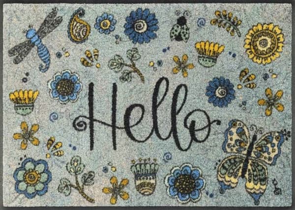Paillasson Hej Blommor 75 x 50 cm tvättbar golvmatta wash+dry Design