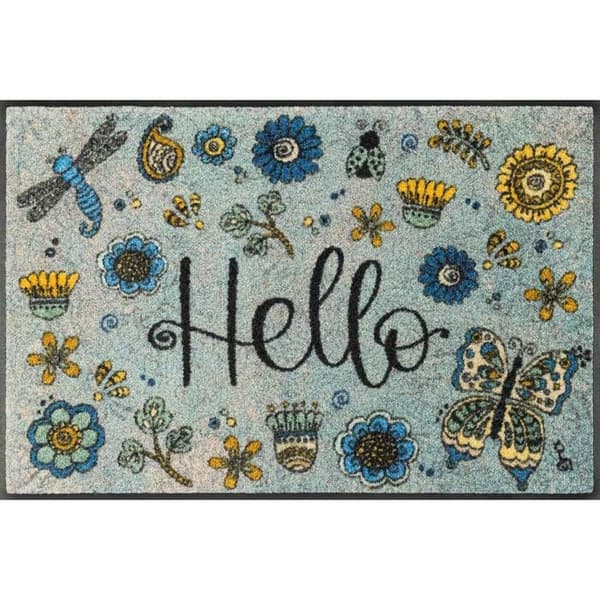 Paillasson Hej Blommor 75 x 50 cm tvättbar golvmatta wash+dry Design
