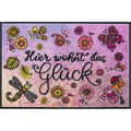 Miniatyrbild 1 av 3: Dörrmatta Hier wohnt das Glück Tvättbar golvmatta 75 x 50 cm tvätt+torr DESIGN