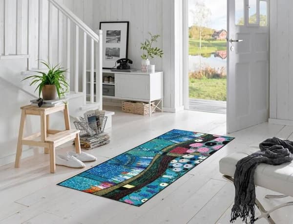 Stadsmatta i blått Tvättbar smutsmatta olika storlekar wash+dry Design Mått 190 x 75 cm