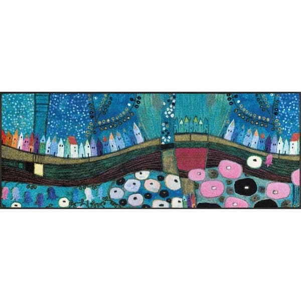Stadsmatta i blått Tvättbar smutsmatta olika storlekar wash+dry Design Mått 190 x 75 cm