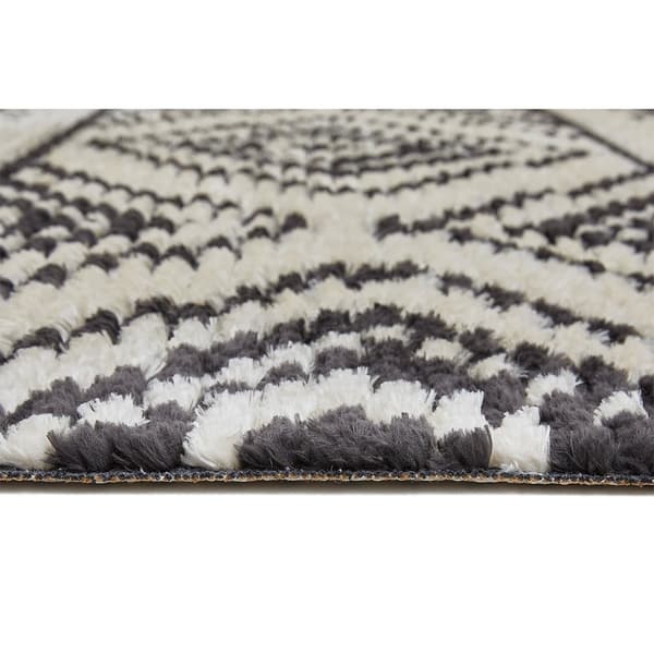 Rootz Geometrisk Frynsetæppe - Elegant blødt tæppe - Luksuriøs polyestermåtte - Forbedrer rumatmosfæren - 200 cm x 150 cm