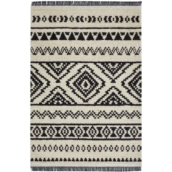 Rootz Geometrisk Frynsetæppe - Elegant blødt tæppe - Luksuriøs polyestermåtte - Forbedrer rumatmosfæren - 200 cm x 150 cm