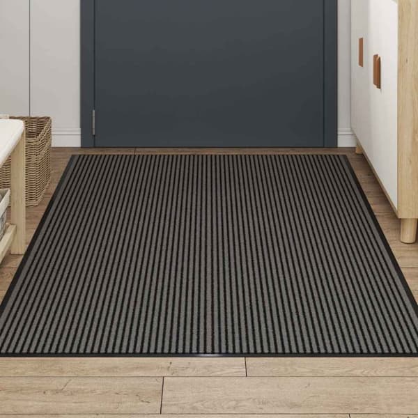 vidaXL Dørmåtte Stribe Sort og Grå 115x200 cm