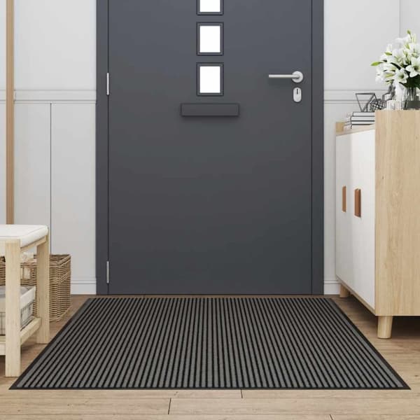 vidaXL Dørmåtte Stribe Sort og Grå 115x200 cm