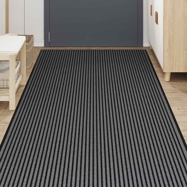 vidaXL Dørmatte Stripe Svart og Grå 115x500 cm