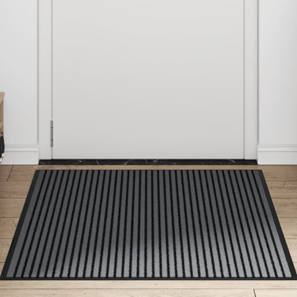 vidaXL Dørmåtte Stribe Sort og Grå 90x120 cm