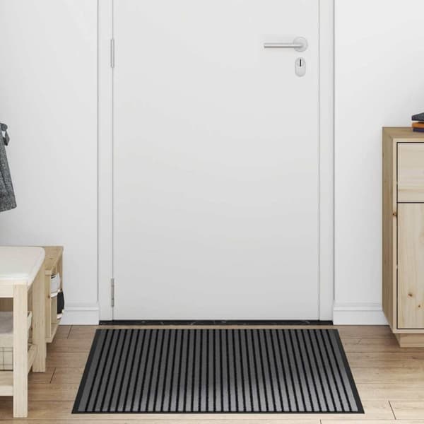 vidaXL Dørmåtte Stribe Sort og Grå 90x120 cm