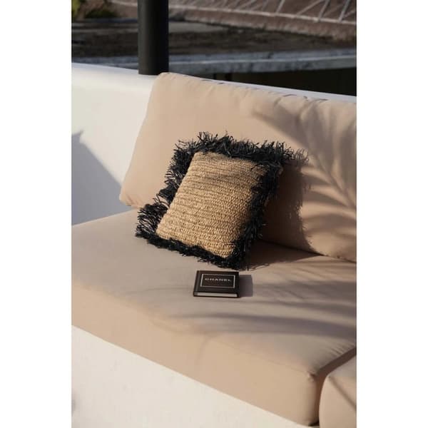 Rootz Raffia Cushion -kansi - Kaadun kudottu tyynykotelo - Luonnollinen musta - Boho -tyyli - 40 cm x 40cm x 10cm