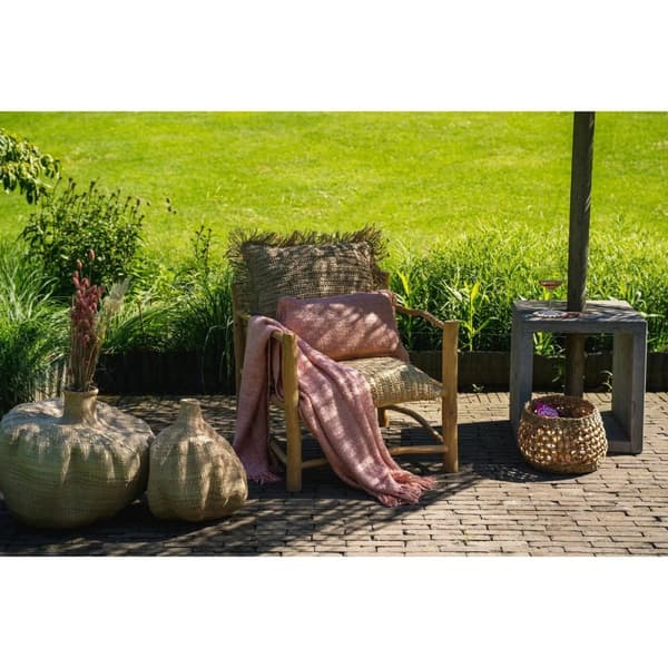 Rootz Luxury Salmon Pink håndvævet bomuldsplaid - tæppe - hygge plaid - silkelook - 170 cm x 130 cm x 3,5 cm