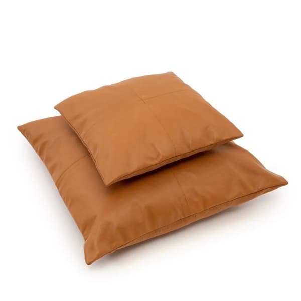 Rootz Four Panel Läderkuddfodral - Camel - Läderkuddfodral - Kuddfodral - Chic Style - 40cm x 40cm