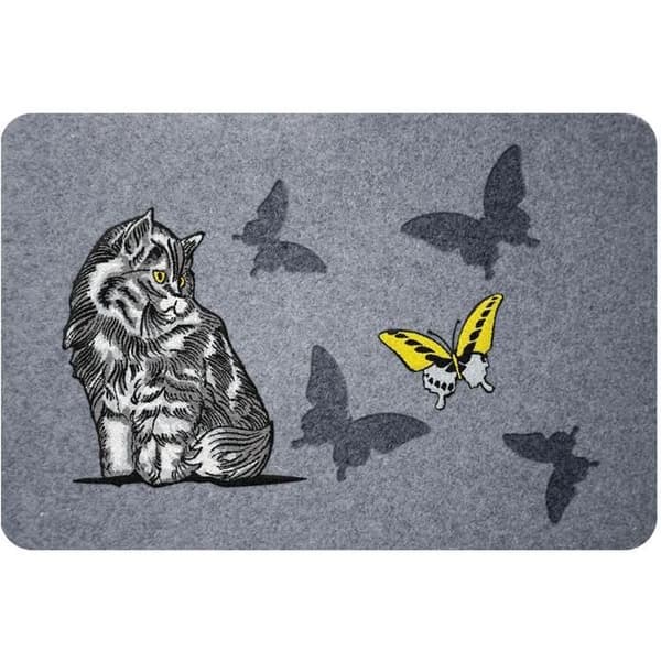 Flock dörrmatta med katttryck - 40 x 60 cm