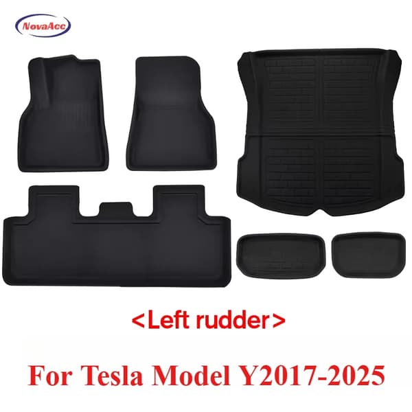 Golvmattor för Tesla Model Y, Allvädersskydd, Skräddarsydd Passform,modell y 6st set