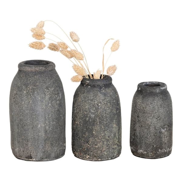 Rootz velas dekoration vaser uppsättning av 3 - dekorativa strukturerade vaser - antik bondgård - rustik charm - 9x9x17cm, 11x11x20cm, 13x13x22cm