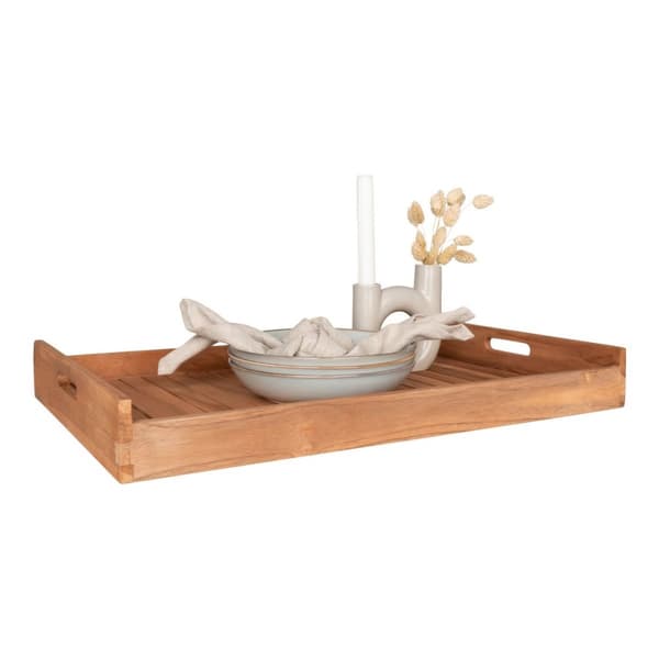 Rootz Faro Tray - Servering Tray - Display Tray - Rustic Teak Wood Charm - 58 cm x 38 cm x 7cm