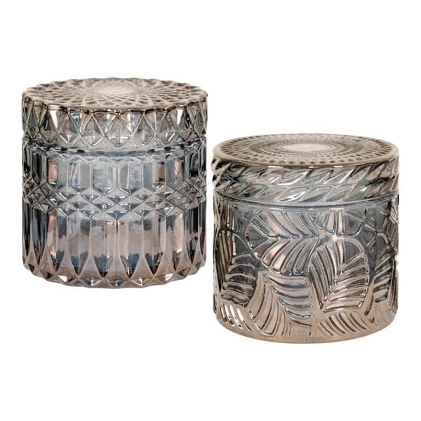 Rootz Decorative Jar Set - Glasbehållare - Rökt glasbehållare - Elegant heminredning - Ø9x8.5 cm