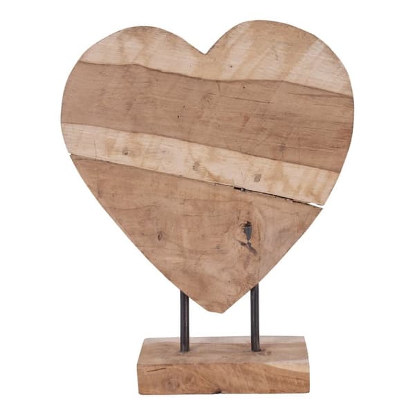 Rootz Almada Heart Teak Sculpture - Decorative Wood Art - Rustic Décor - Lägger till värme - 25x9x30 cm
