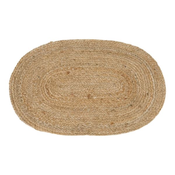 Rootz Doormat flätad jute - Natural Rug - Oval Mat - miljövänlig design - 50 cm x 80 cm